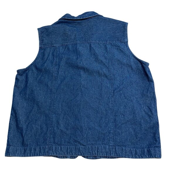 ALLISON LANE DENIM VEST BUTTON UP EMBROIDERED BUTTONS BLUE JEAN SUMMER SIZE 2X - Picture 2 of 8